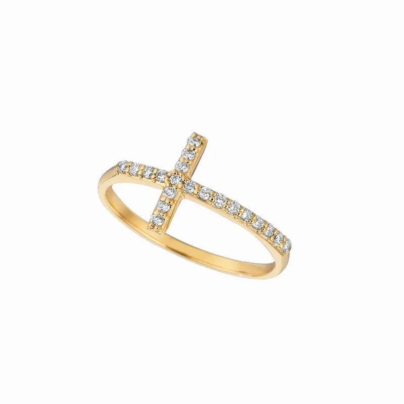 DIAMOND CROSS RING 14K GOLD (0.2 CTW)