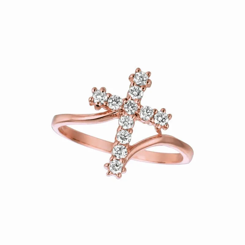 DIAMOND CROSS RING 14K GOLD (0.33 CTW)