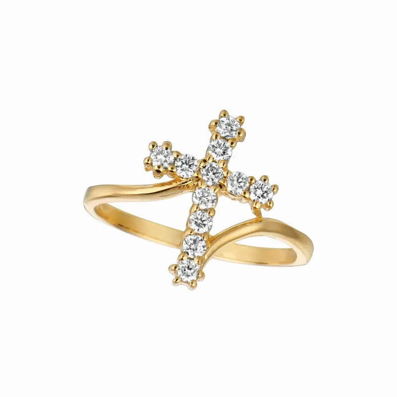 DIAMOND CROSS RING 14K GOLD (0.33 CTW)