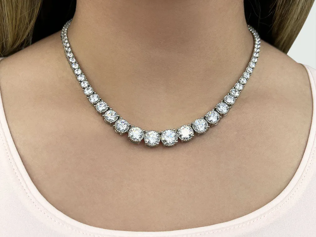 Diamond Crown Tennis Diamond Necklace with 20.14 ct.(finished)