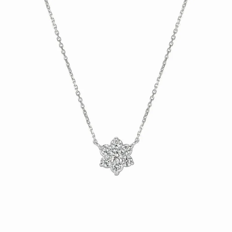 DIAMOND FLOWER NECKLACE 14K GOLD (0.75 CTW)