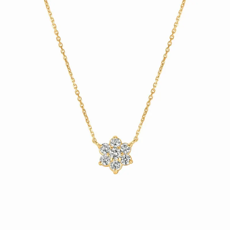 DIAMOND FLOWER NECKLACE 14K GOLD (0.75 CTW)
