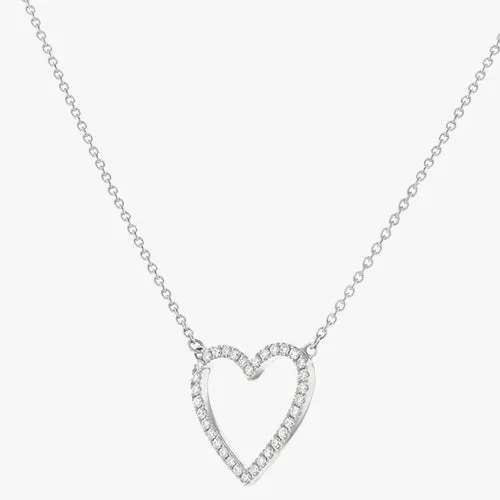 Diamond Open Heart Necklace - 18K Gold | VS Clarity