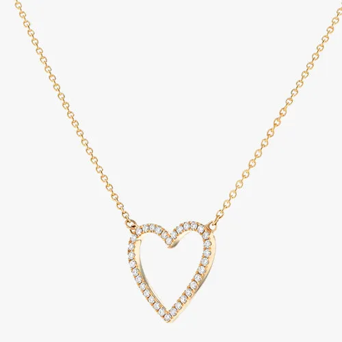 Diamond Open Heart Necklace - 18K Gold | VS Clarity