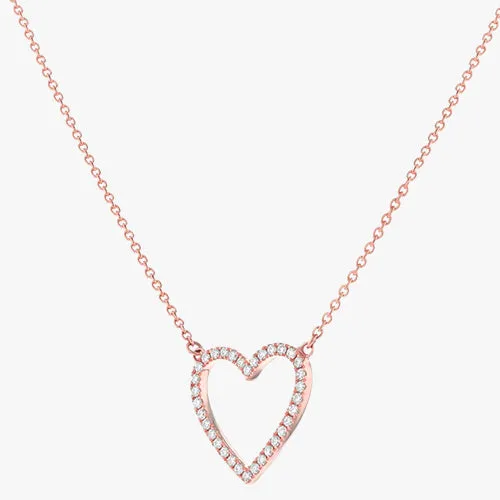 Diamond Open Heart Necklace - 18K Gold | VS Clarity