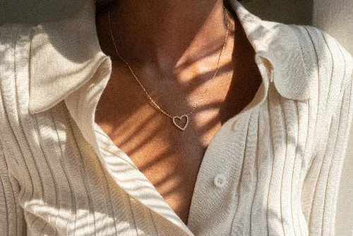 Diamond Open Heart Necklace - 18K Gold | VS Clarity