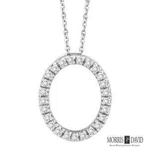 DIAMOND OVAL PENDANT NECKLACE WHITE GOLD 14K GOLD (0.25 CTW)