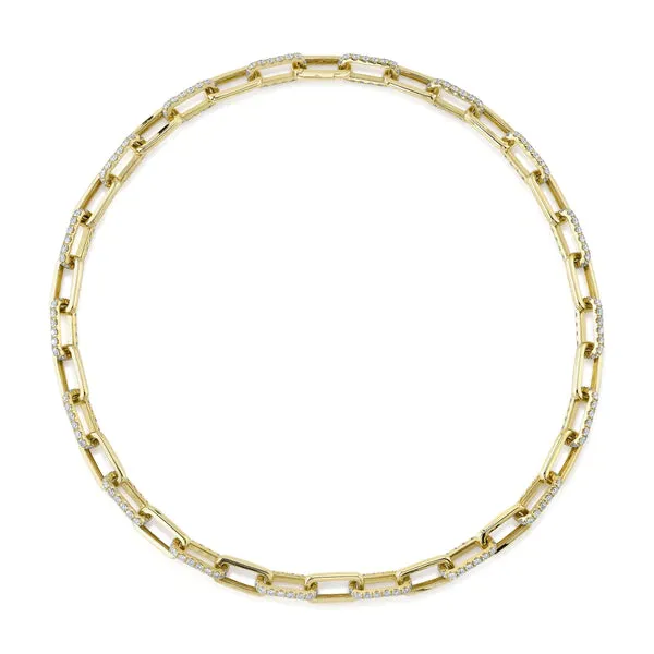 Diamond Paper Clip Chain Necklace