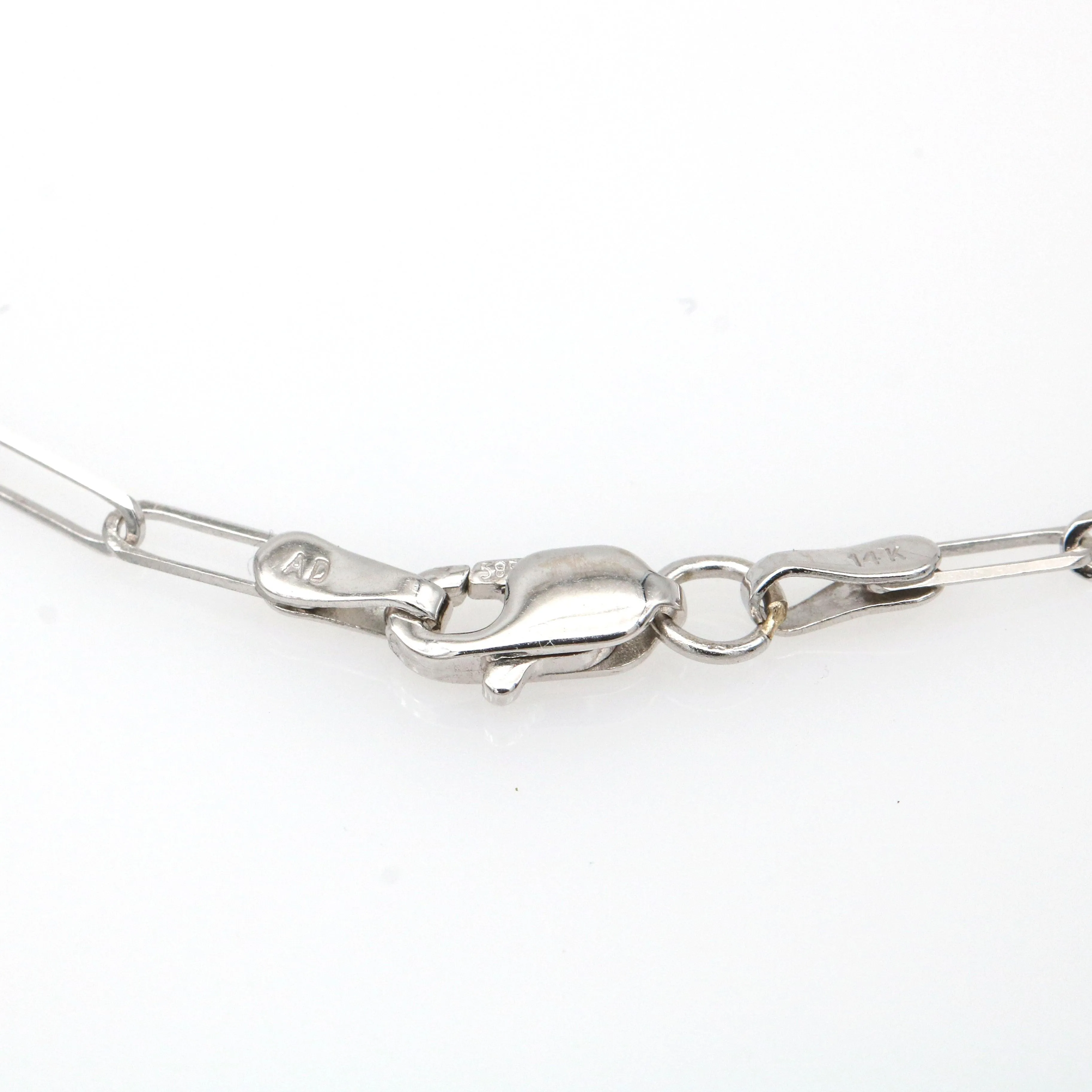 Diamond Round Dangling Pendant on Paperclip Chain in 14k White Gold 0.75 cttw