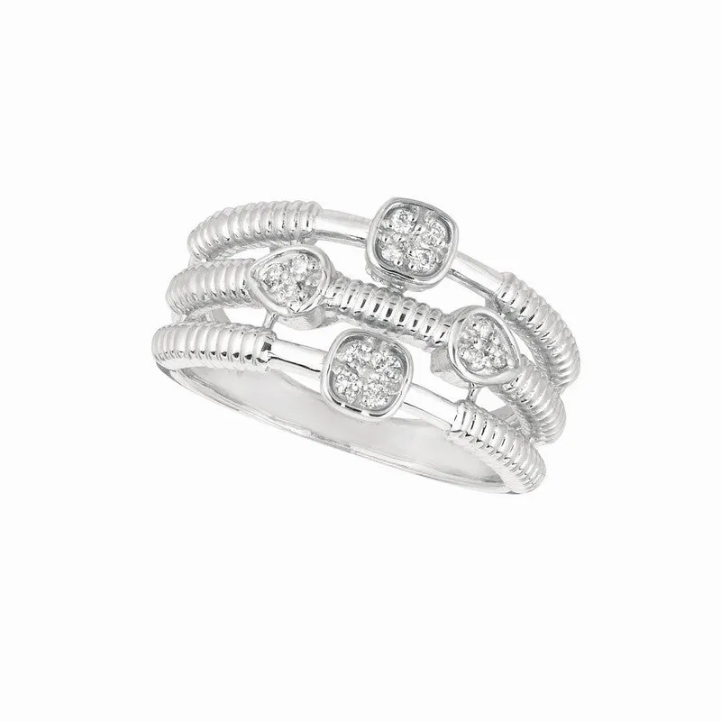 DIAMOND SQUARE & PEAR SHAPE RING 14K GOLD (0.14 CTW)