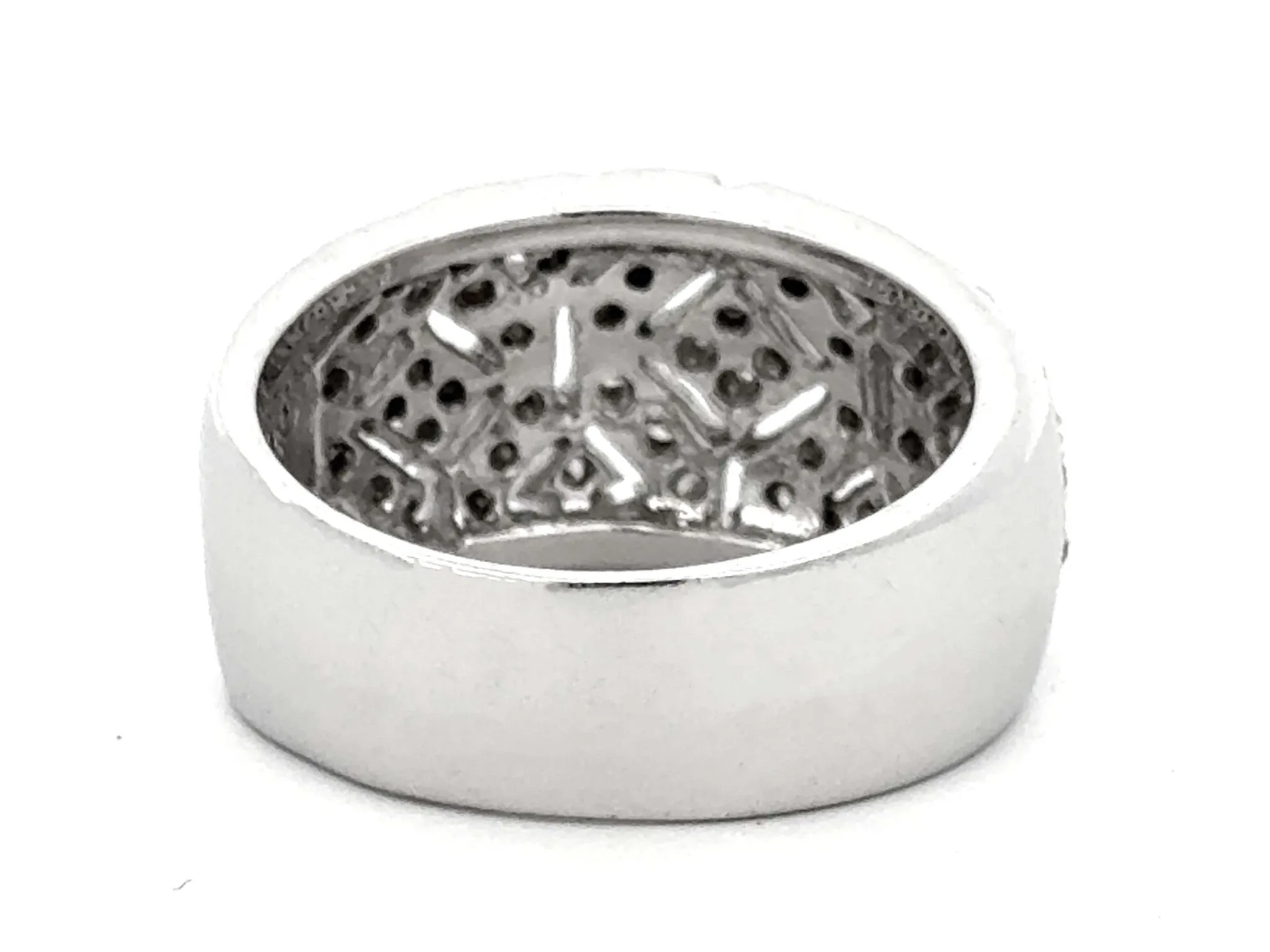 Diamond Wide Band Ring 14k White Gold