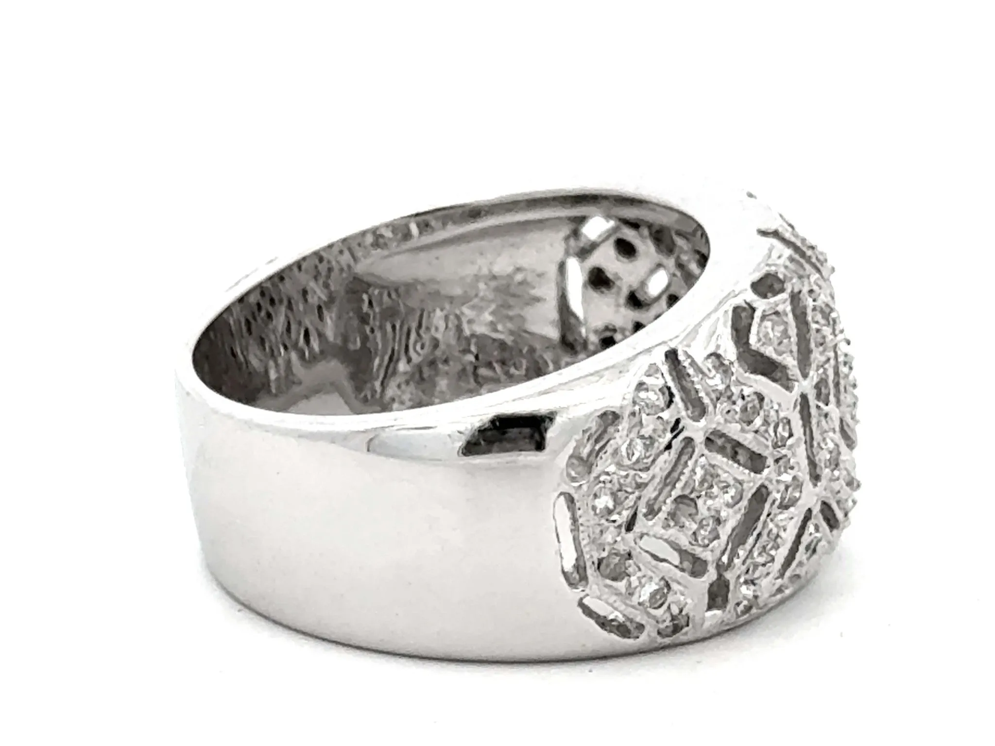 Diamond Wide Band Ring 14k White Gold
