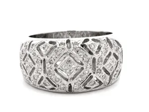 Diamond Wide Band Ring 14k White Gold