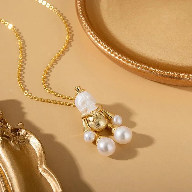 Doll Pearl Skull Necklace