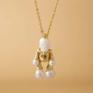Doll Pearl Skull Necklace