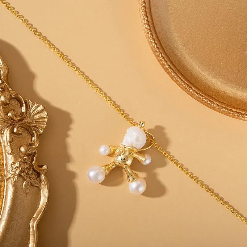 Doll Pearl Skull Necklace