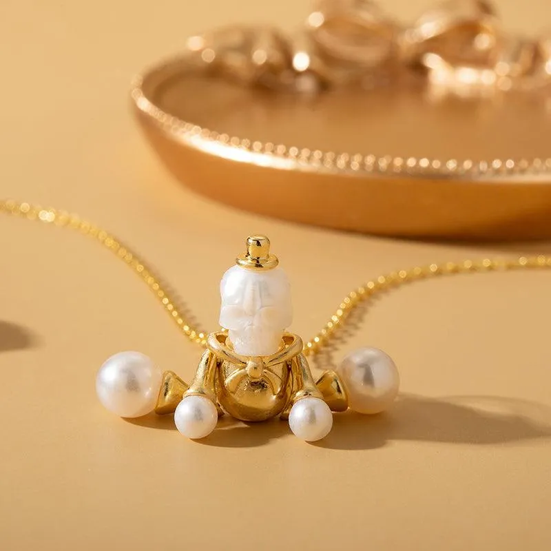 Doll Pearl Skull Necklace