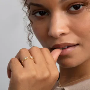 Double Baguette Diamond Ring - 18K Gold Vermeil