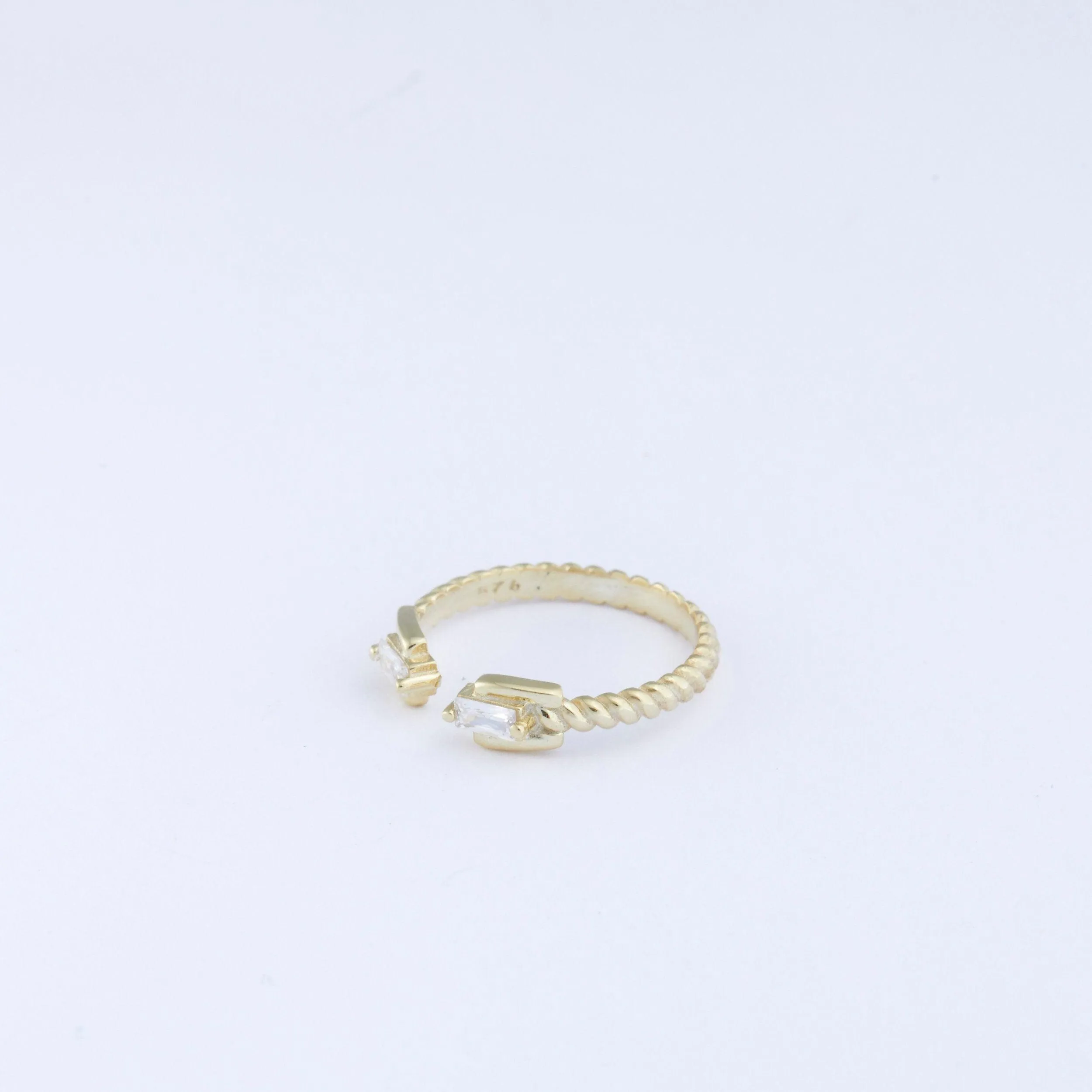 Double Baguette Diamond Ring - 18K Gold Vermeil