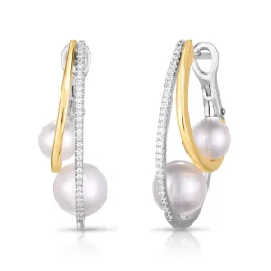Double Pearl Hoops