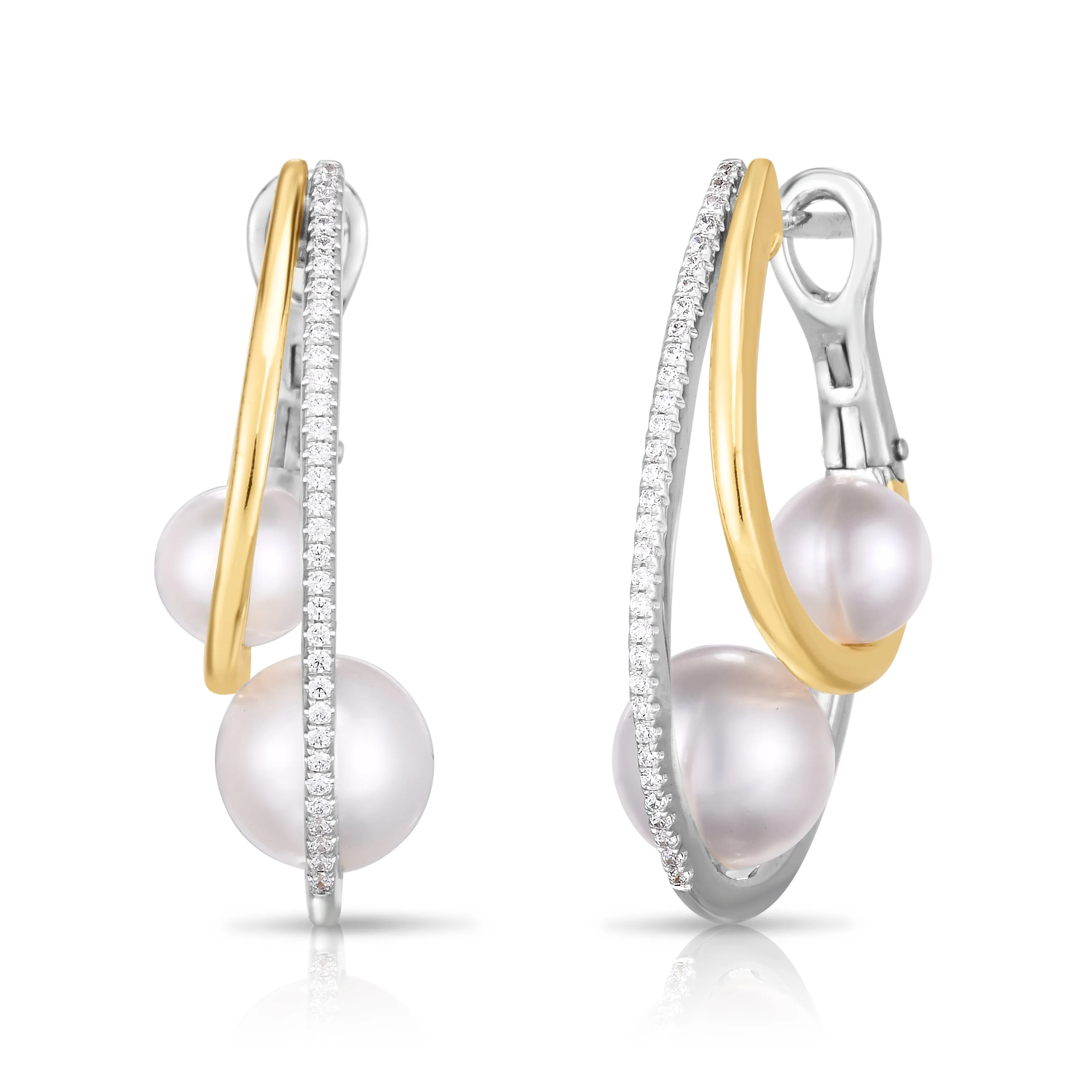 Double Pearl Hoops