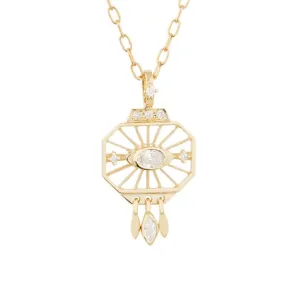 Dream Maker Open Eye Diamond Octagonal Pendant Necklace