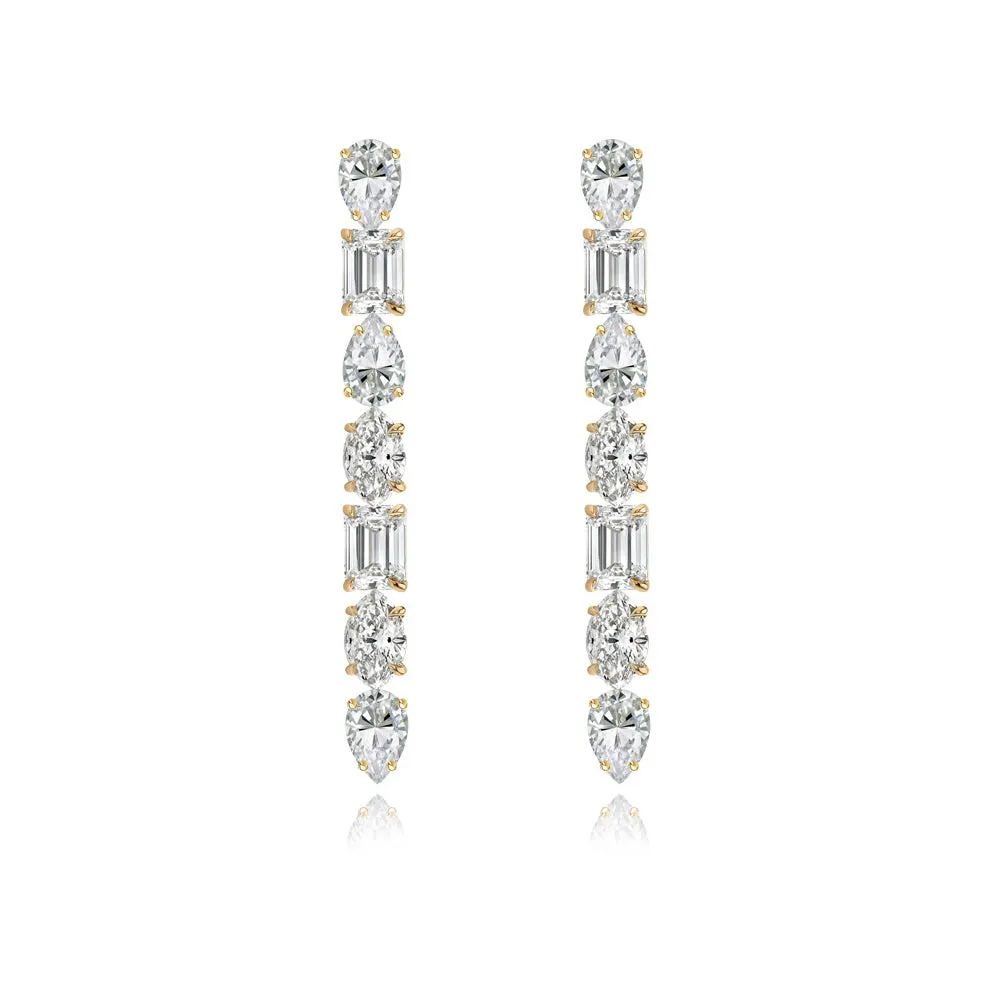 Dropdown Multi Shape Diamonds Statement Earring