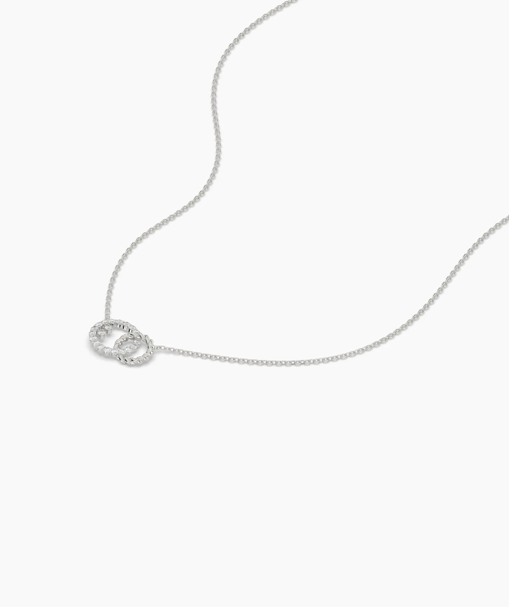 Dual Circle Pendant with Diamonds and Rope