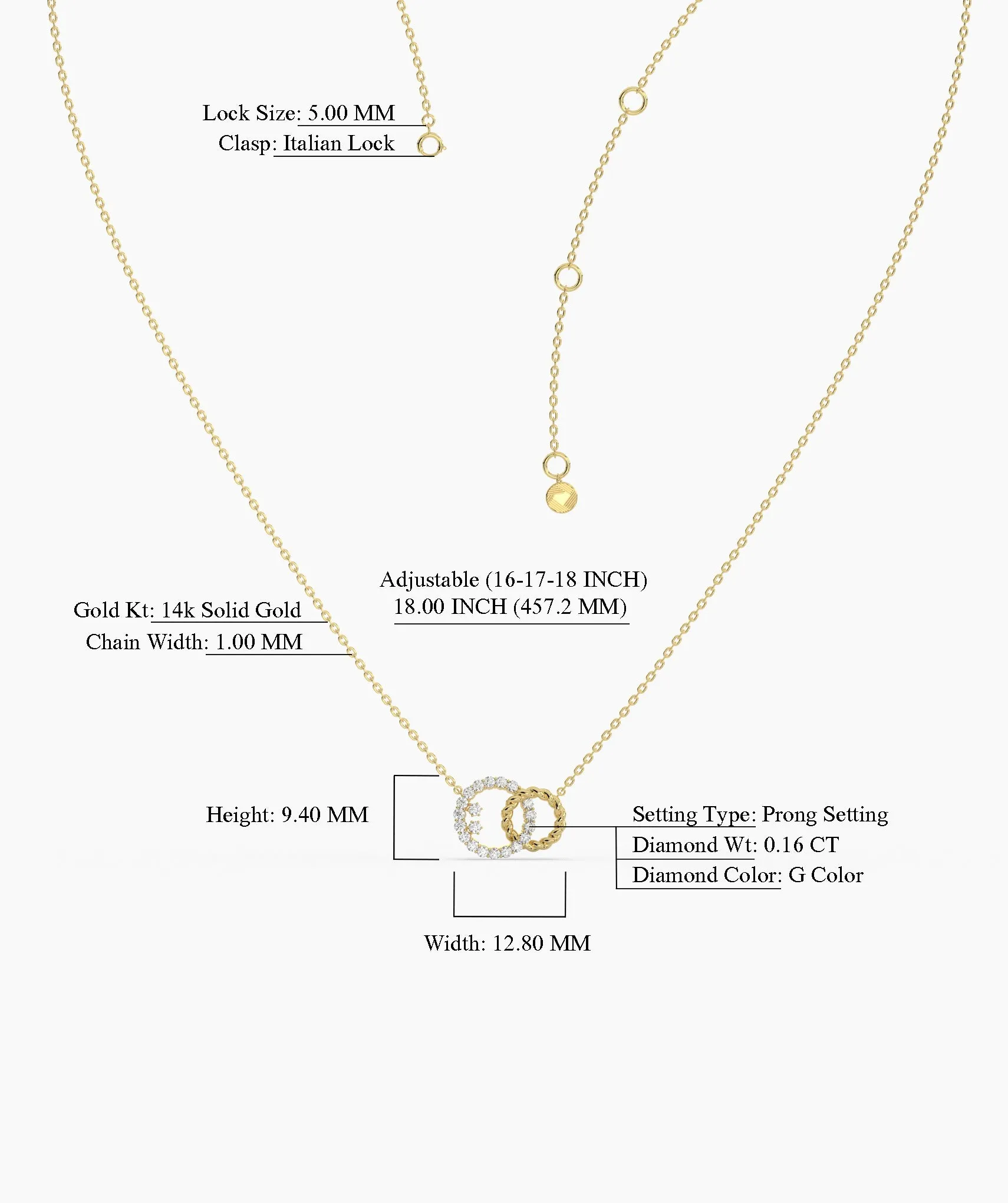 Dual Circle Pendant with Diamonds and Rope