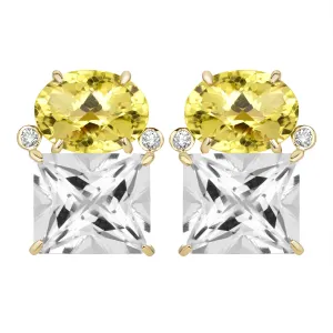 Earrings - Lemon Quartz, Crystal And Diamond