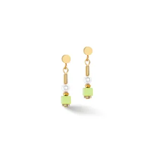 Earrings Mini Cubes & Pearls Mix Gold-Rainbow