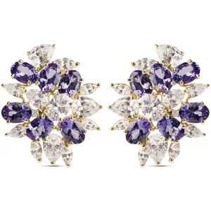 Earrings - Tanzanite, Crystal and Diamond