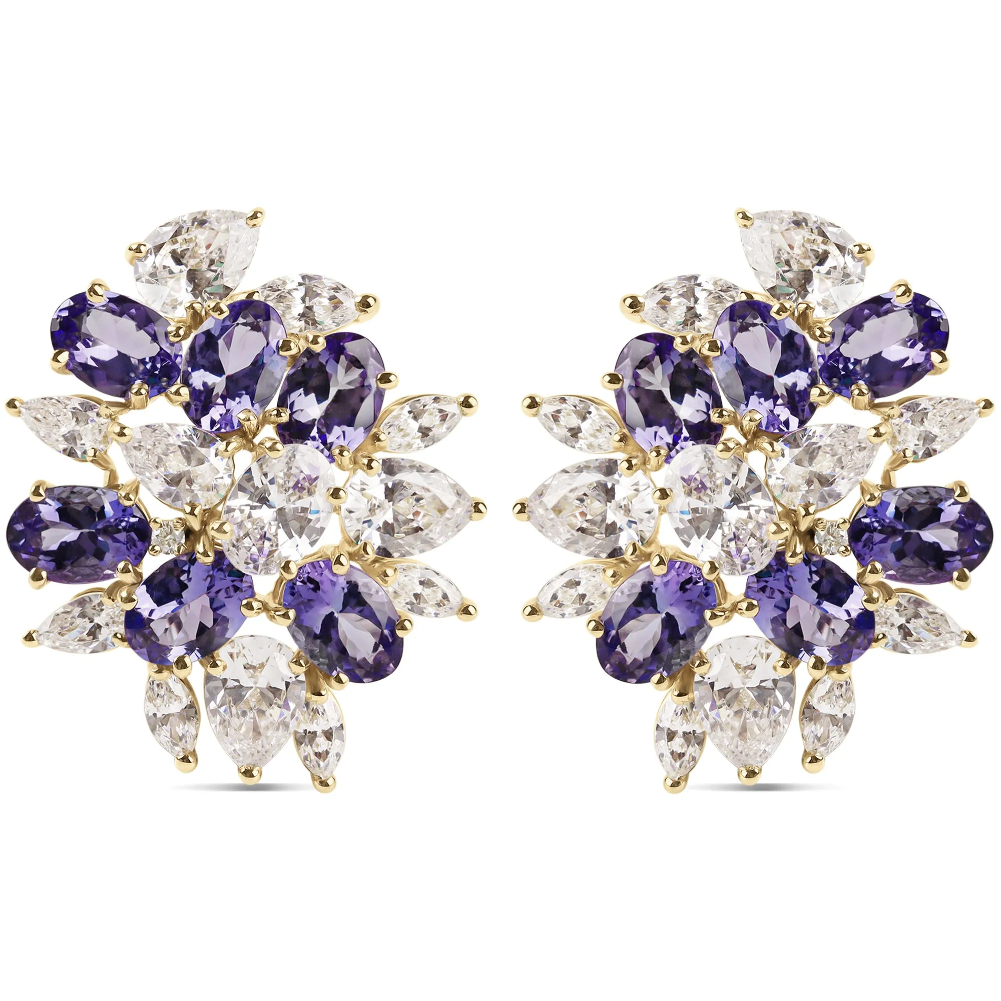 Earrings - Tanzanite, Crystal and Diamond
