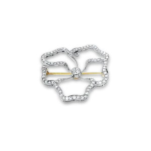 Edwardian 14k Yellow and White Gold Diamond Floral Brooch