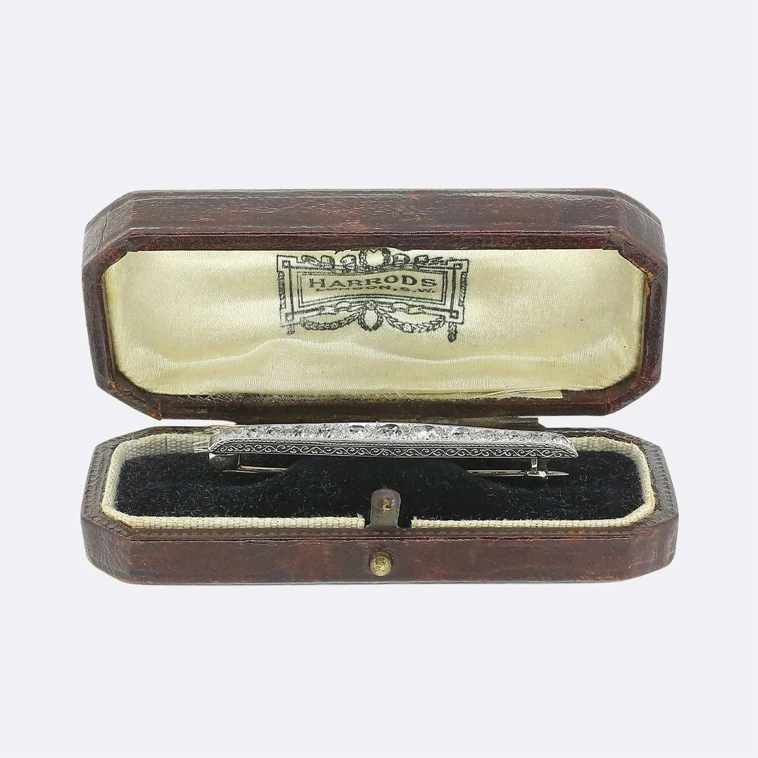 Edwardian Old Cut Diamond Bar Brooch