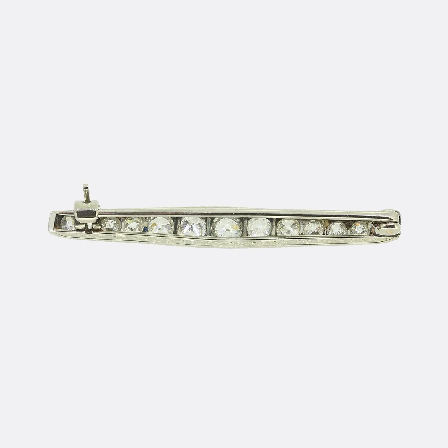 Edwardian Old Cut Diamond Bar Brooch