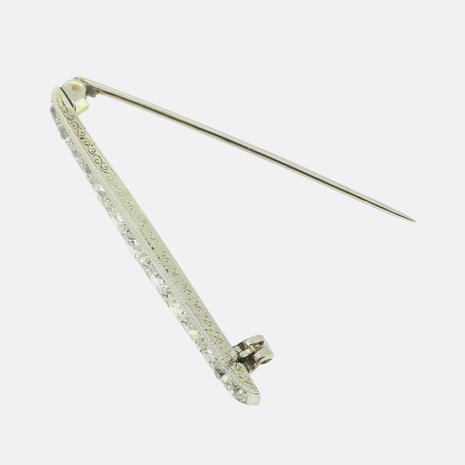 Edwardian Old Cut Diamond Bar Brooch