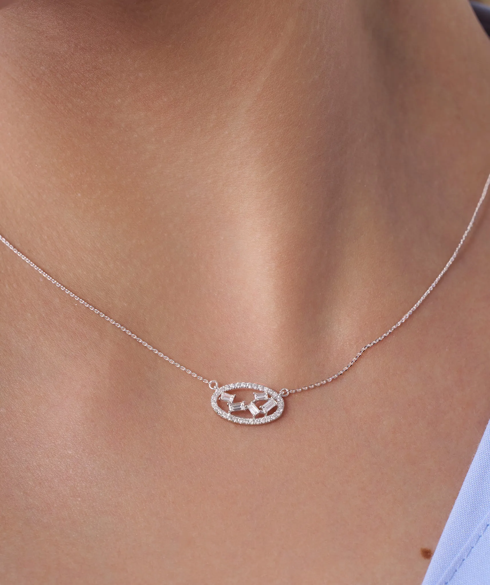 Elegant Ellipse Diamond Necklace