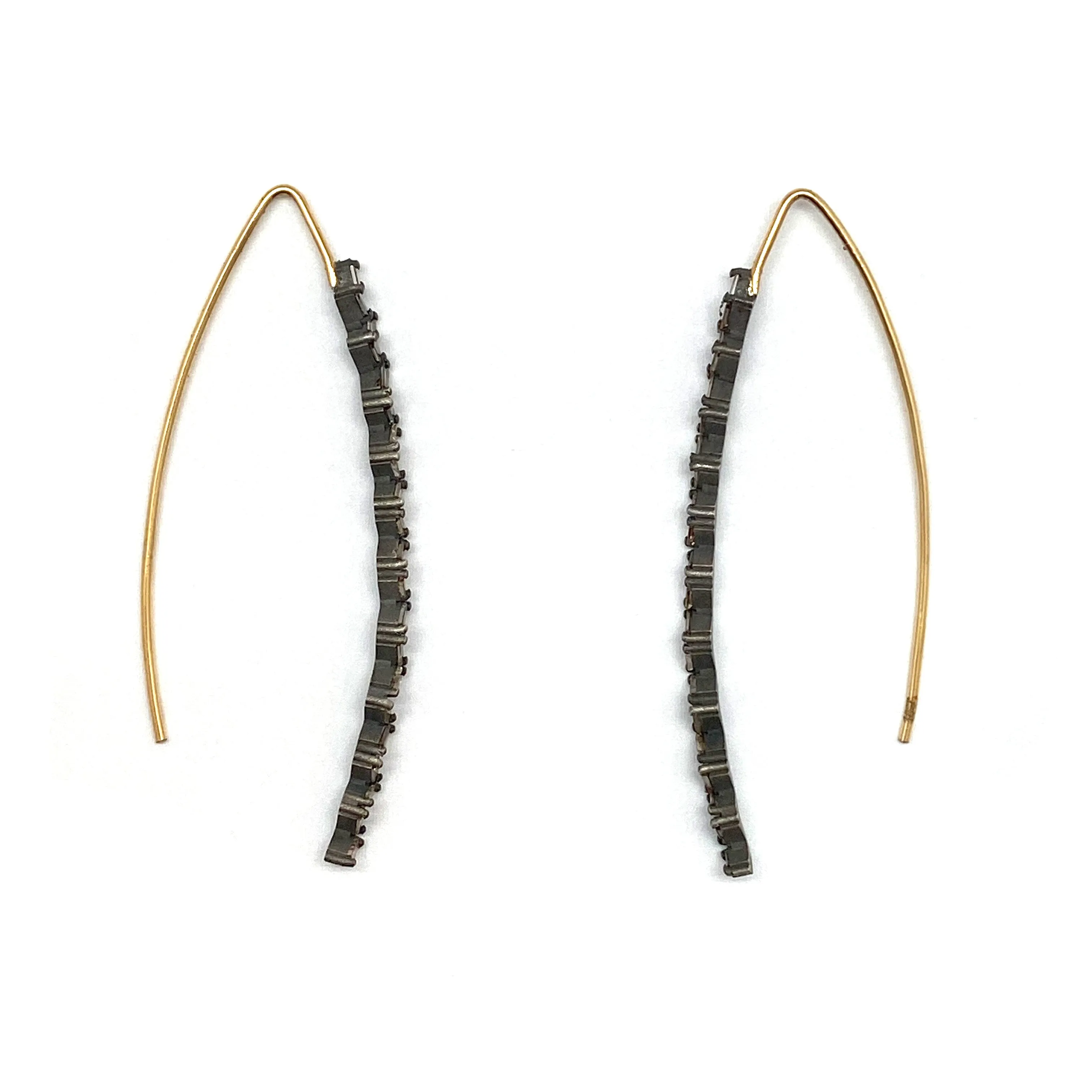 Elongated Curved Diamond Earrings