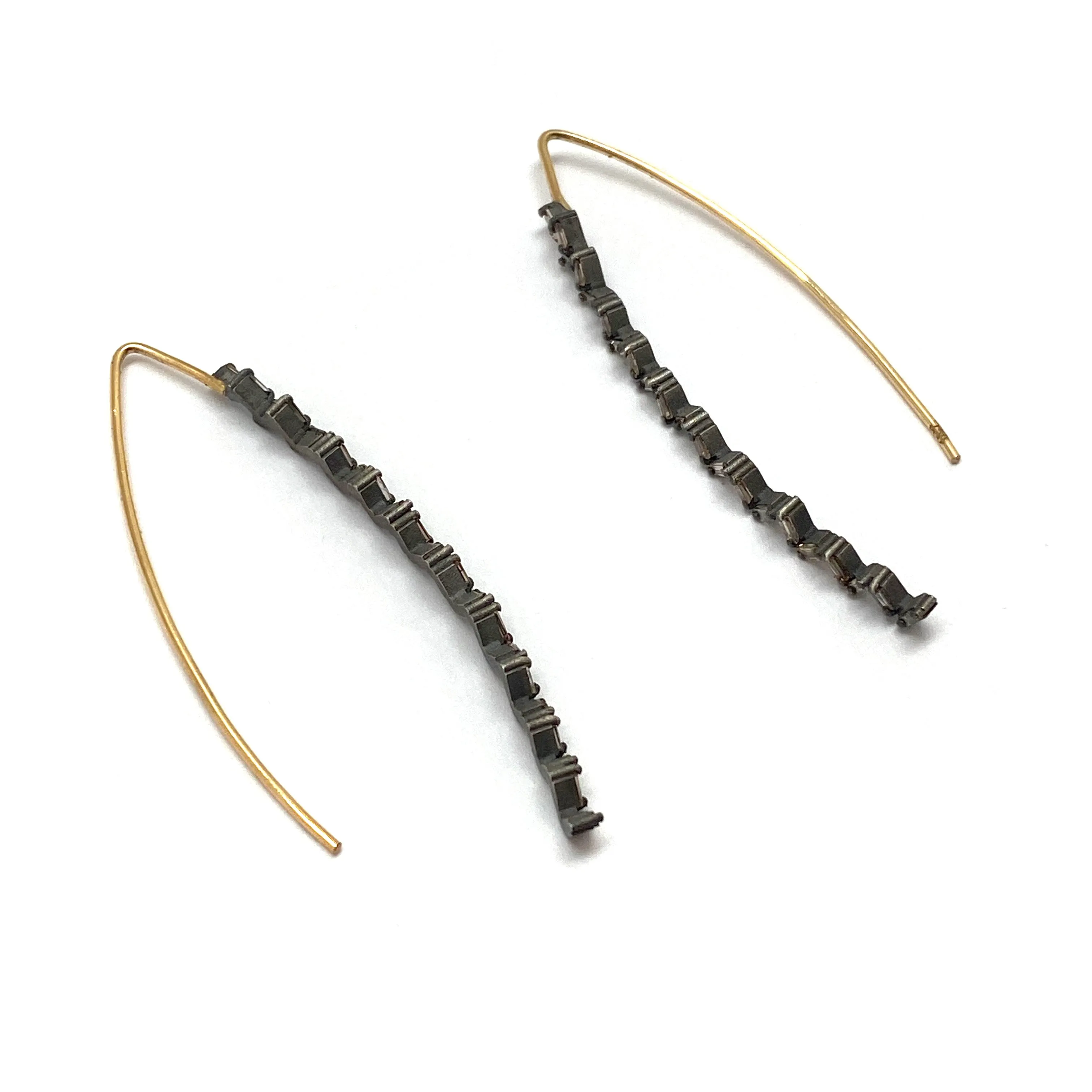 Elongated Curved Diamond Earrings