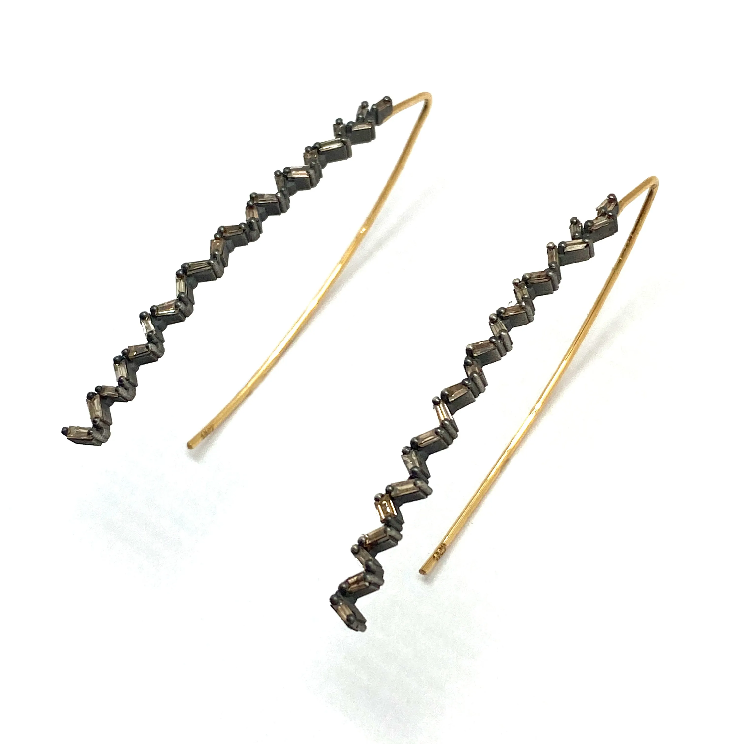 Elongated Curved Diamond Earrings
