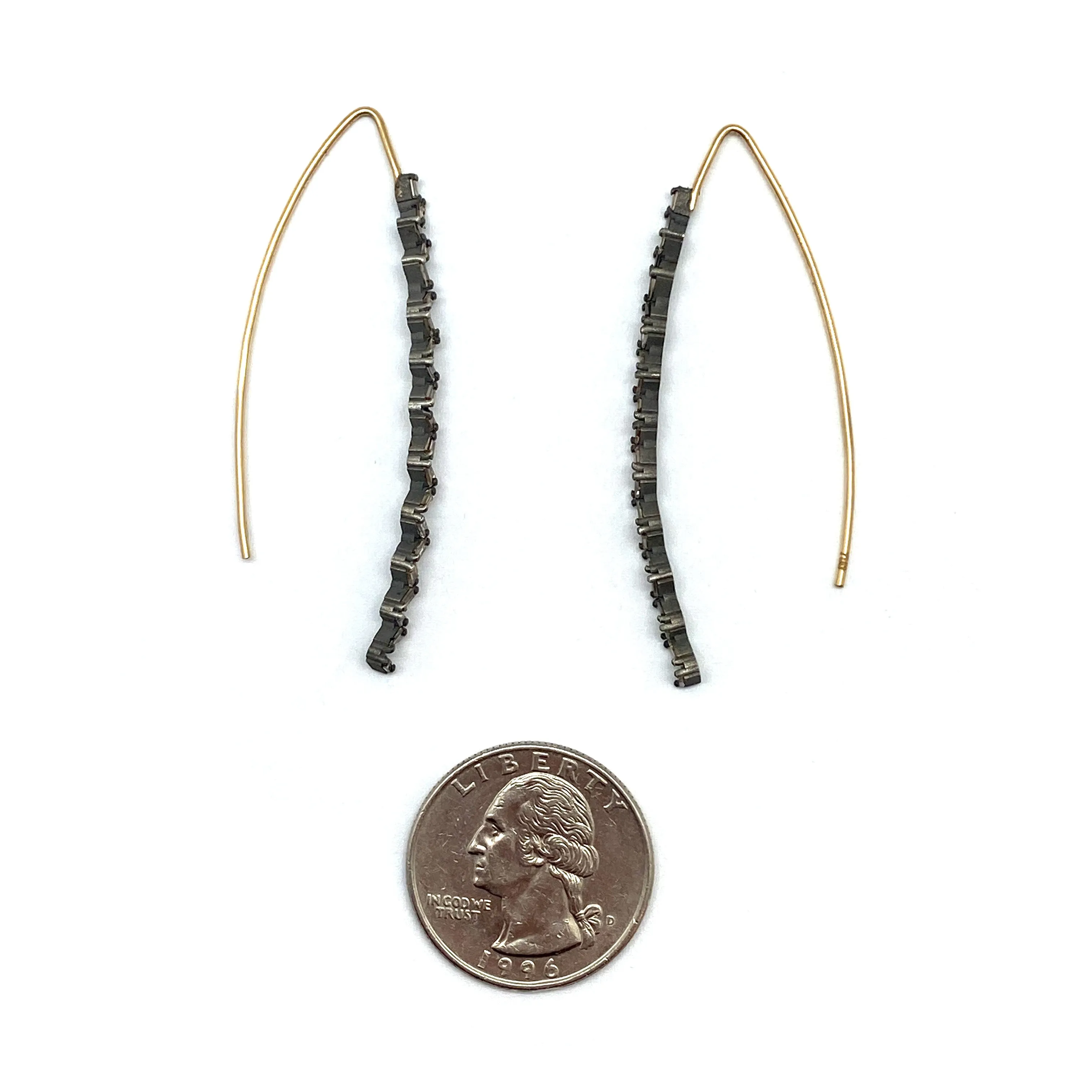 Elongated Curved Diamond Earrings