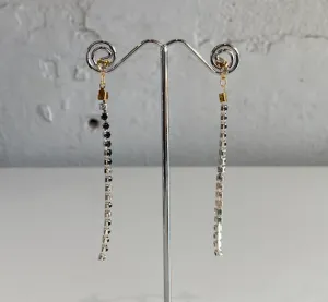 Elphin Lane Diamante Long Earrings Black/Crystal