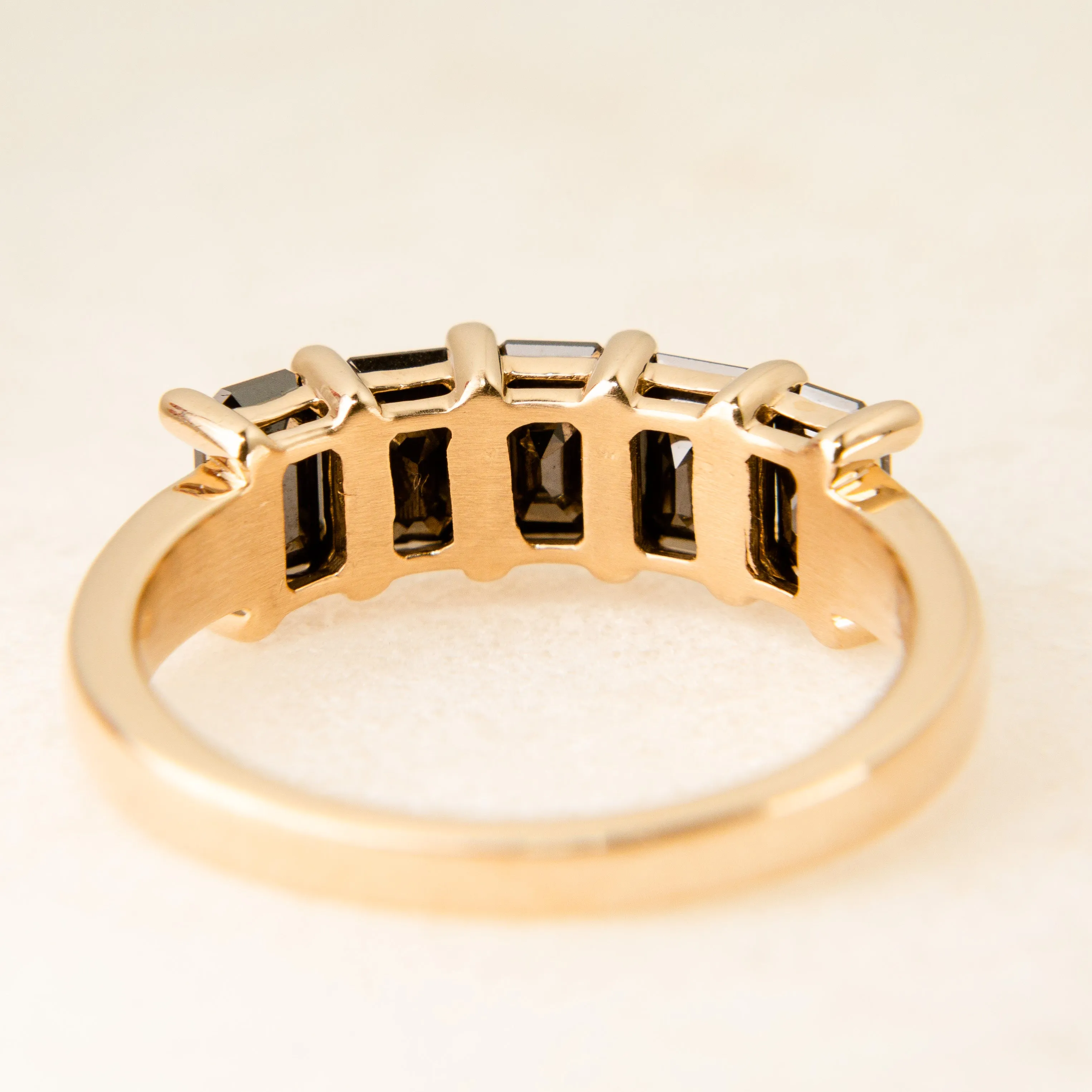 Emerald Cut Black Diamond Half-Hoop in 14k Gold