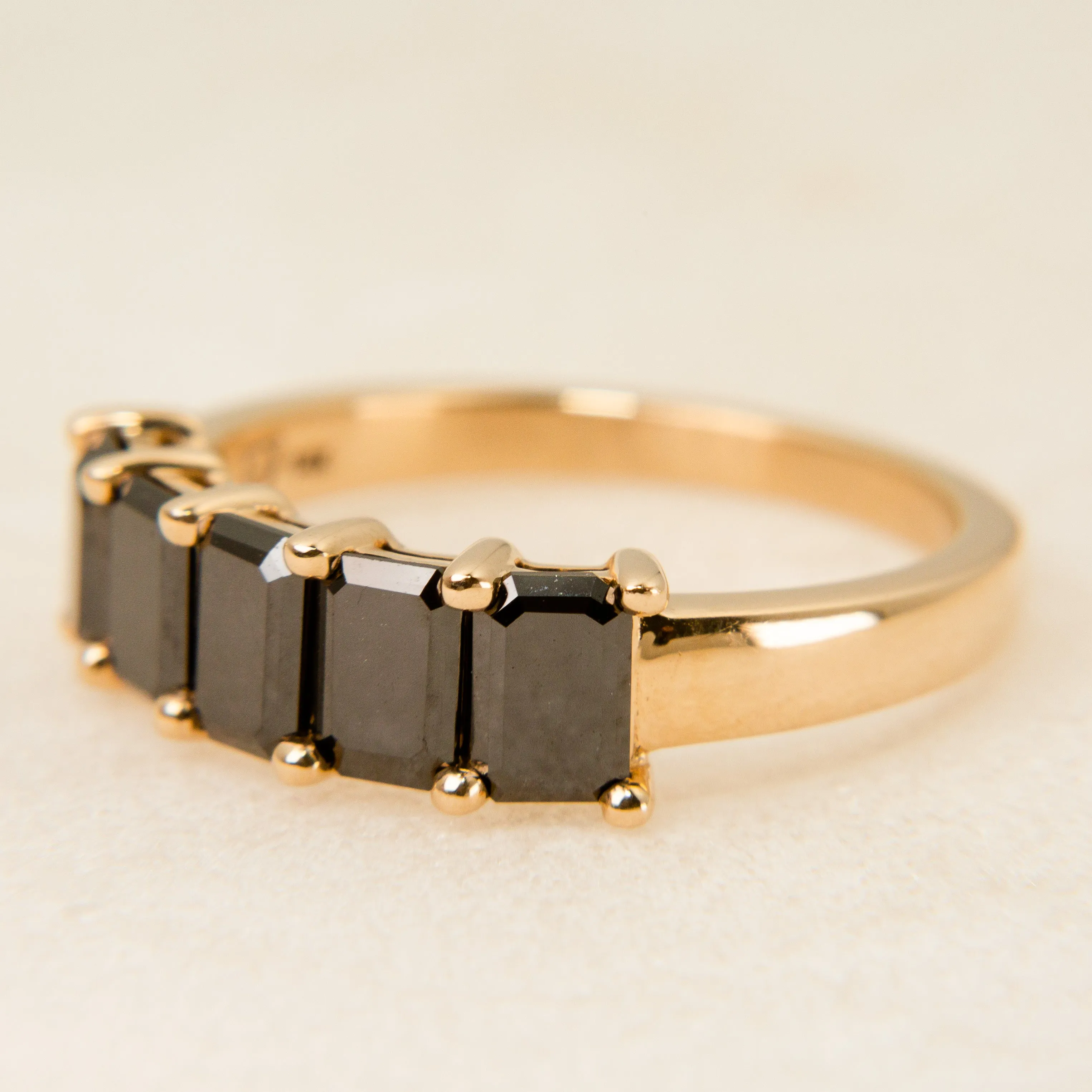 Emerald Cut Black Diamond Half-Hoop in 14k Gold