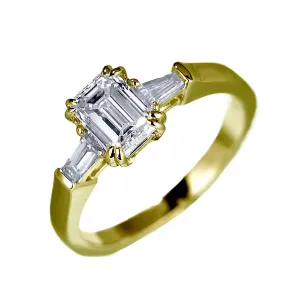 Emerald Cut Lab-Grown Diamond Three Stone Engagement Ring