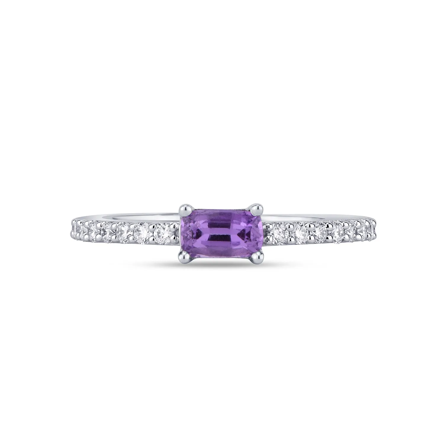 Emerald Cut Purple Sapphire Diamond Ring