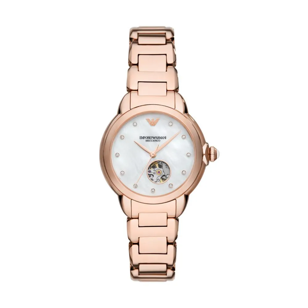Emporio Armani Women's Automatic, Rose Gold-Tone Stainless Steel Watch