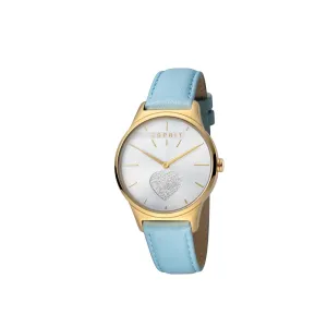 Esprit Ladies IP Gold Watch White Dial & Blue Strap