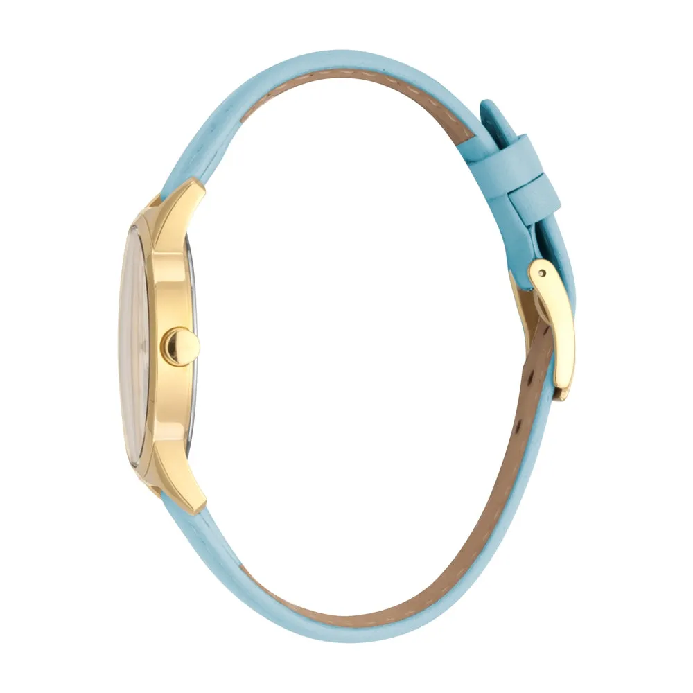 Esprit Ladies IP Gold Watch White Dial & Blue Strap